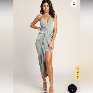 Lulus Sage Blue Midi Dress Size Medium